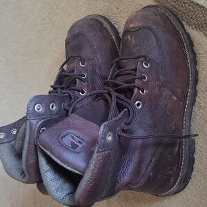 Iron Age Rugged Brown Leather Steel Toe Boots for Men Size 8.5